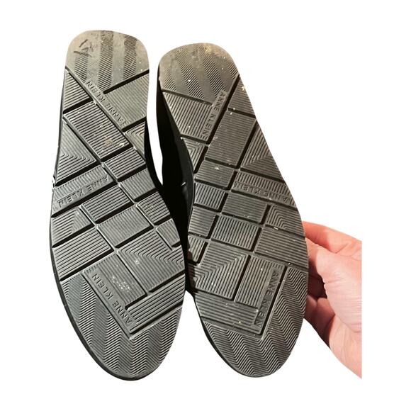 Anne Klein Black Leather Mary Jane Wedge Heels Size 7M classic old money preppy - Picture 10 of 13